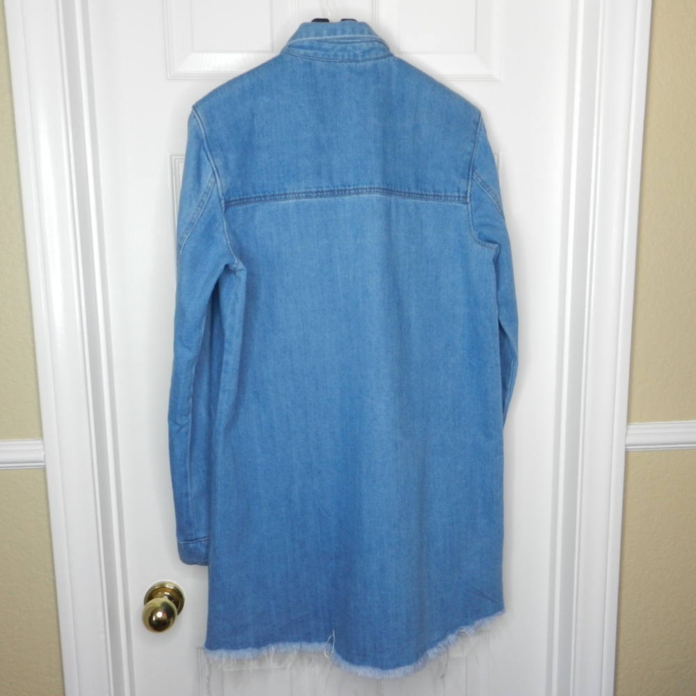 Forever 21 Womens Woven Jean Shirt Denim Shirt Med - Picture 6 of 7